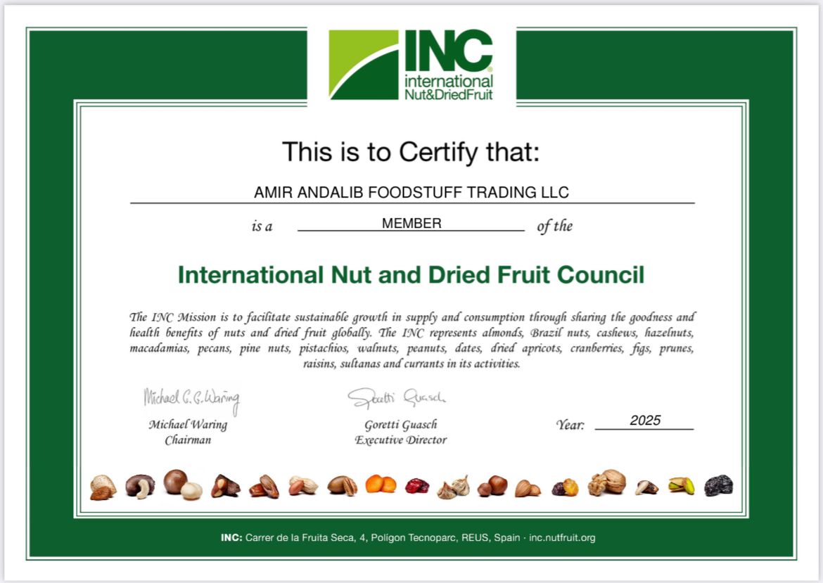Tamarix certifications | global food industry membership | specialty coffee association member | INC member company | nuts and dried fruits certification | B2B food supplier recognition | international food trade awards